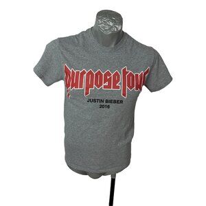 Justin Beiber‎ Mens T-Shirt Purpose Size S Gray My Mama Don't Concert Tour 2016